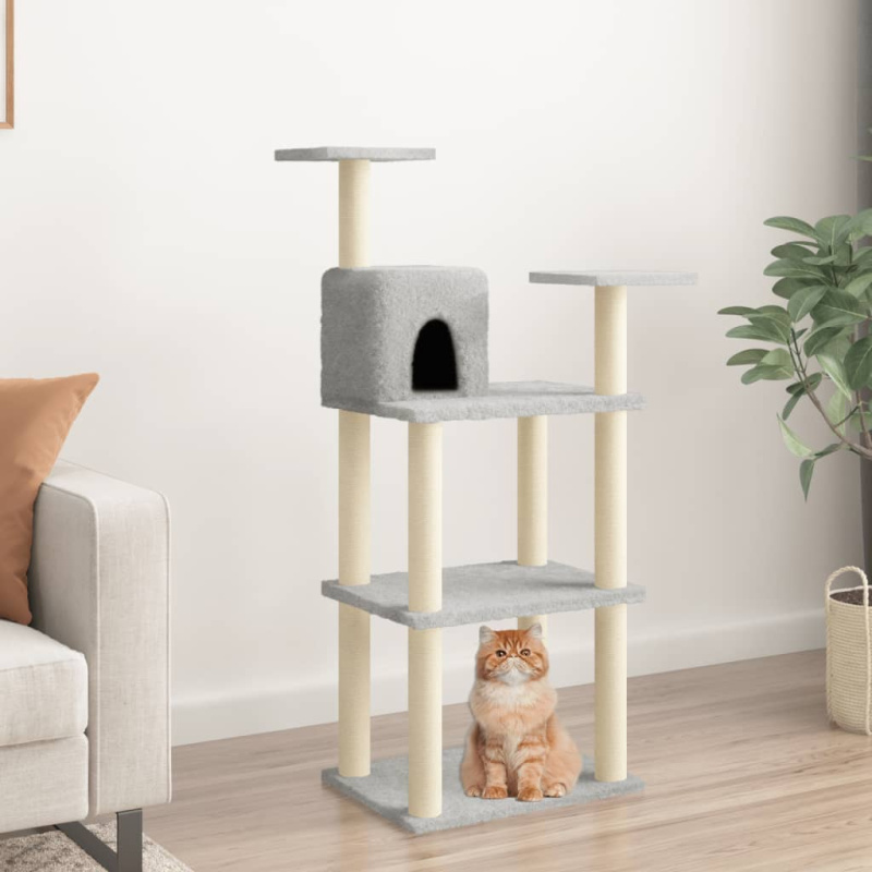 Škrabadlo Pro Kočky Se Sisalovými Sloupky Světle Šedé 118,5 Cm - Krémová