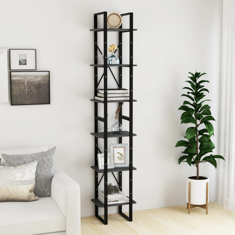 Vysoký Regál Šedý 40 X 30 X Masivní Borové Šedá - kompozitní dřevo / 105 cm