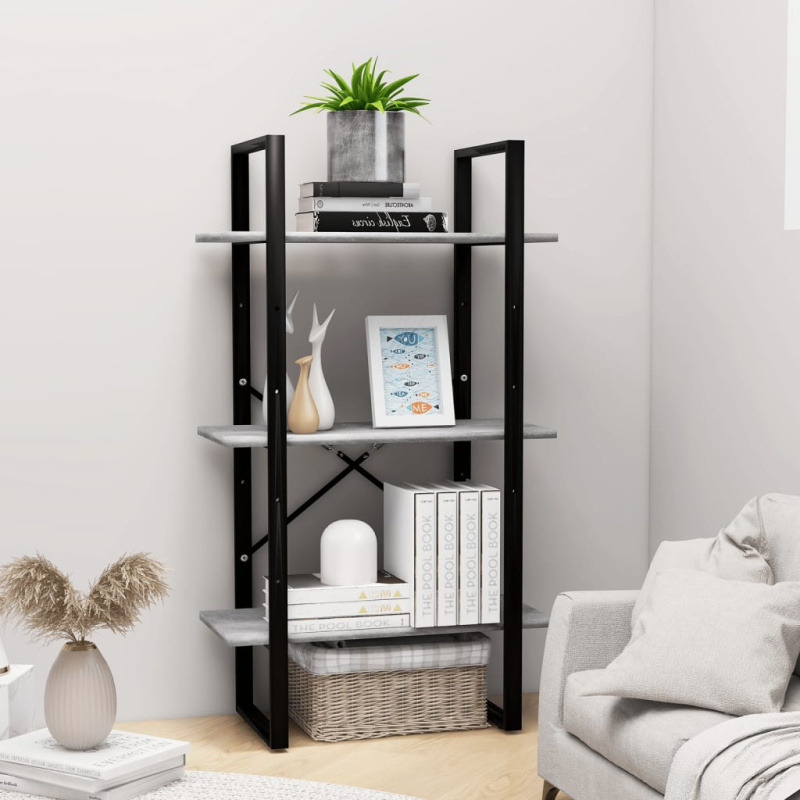 Úložný Regál Betonově Šedý 60 X 30 X Betonová Šedá - kompozitní dřevo / 210 cm
