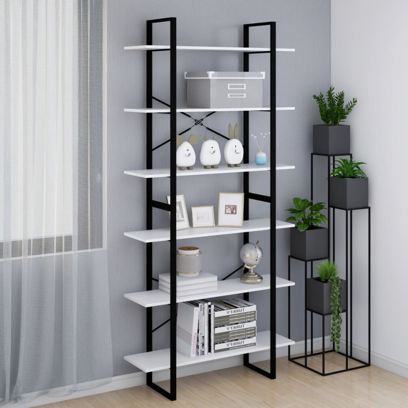 Vysoký Regál Bílý 100 X 30 X Dřevotříska Bílá - kompozitní dřevo / 105 cm
