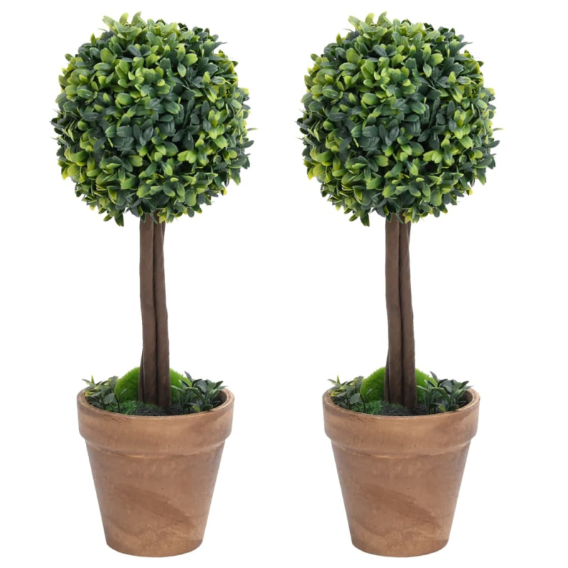 Umělé Zimostrázy Ve Tvaru Koule 2 Ks S Květináči Zelené 56 Cm - 14.5 x 56 cm