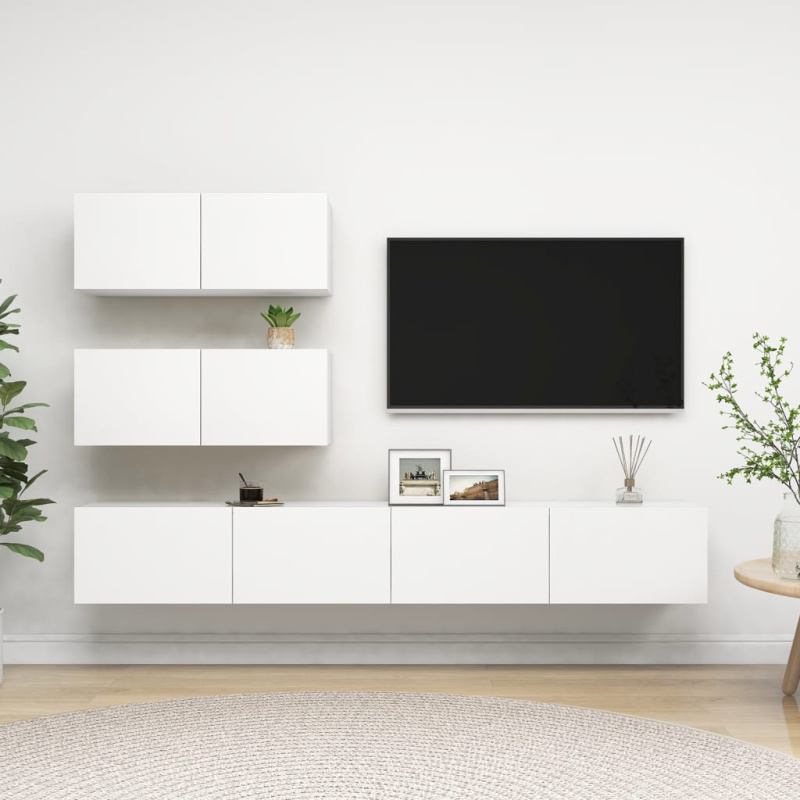 4Dílný Set Tv Skříněk Bílý Kompozitní Dřevo - Bílá / 100 cm