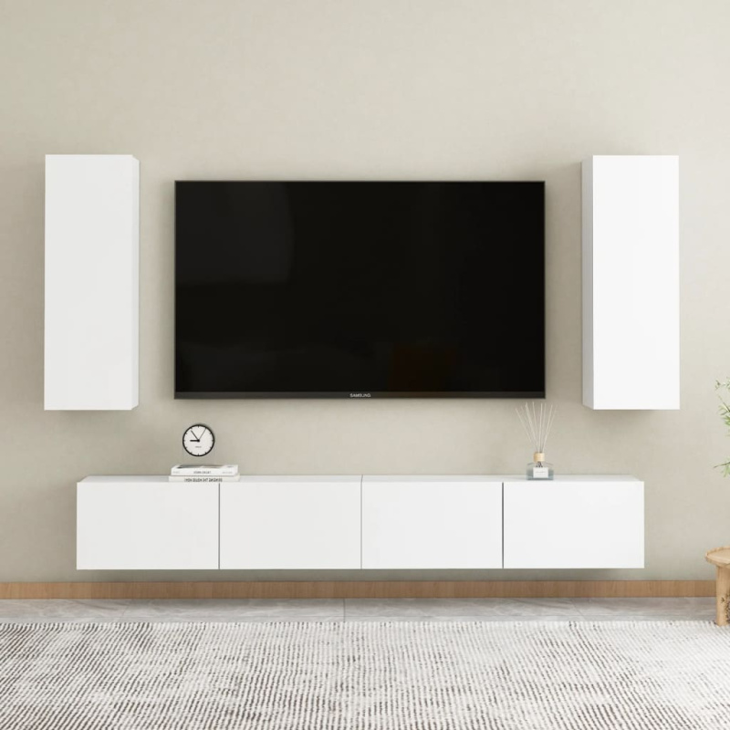 4Dílný Set Tv Skříněk Bílý Kompozitní Dřevo - dub sonoma / 160 cm