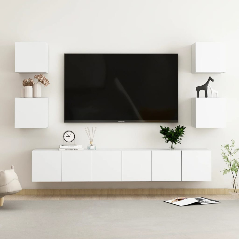 7Dílný Set Tv Skříněk Bílý Kompozitní Dřevo - dub sonoma / 120 cm