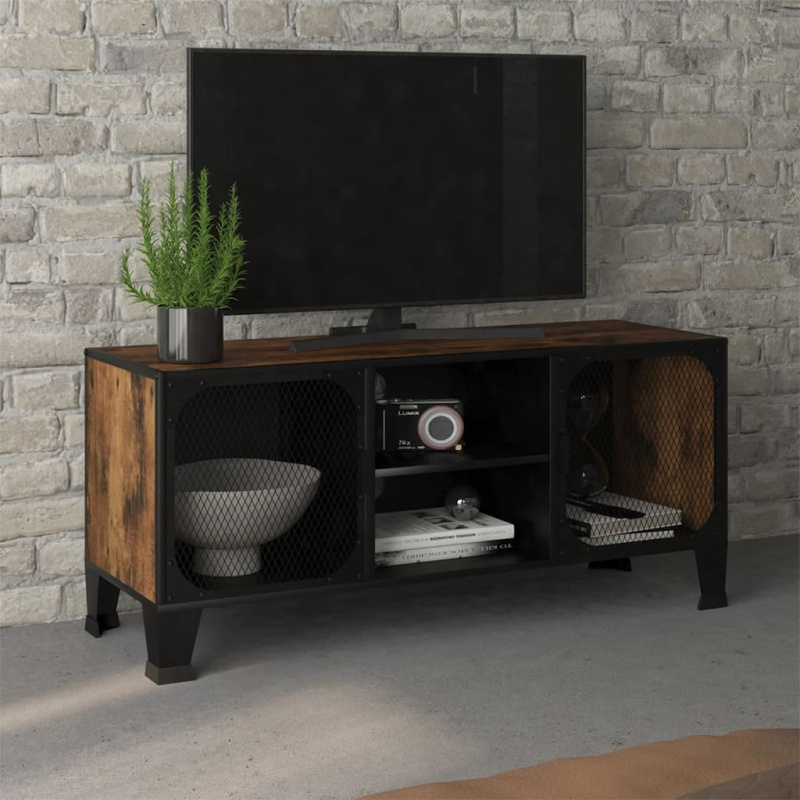 Tv Skříňka 105 X 36 X 47 Cm Kov A Mdf - rustikální hnědá