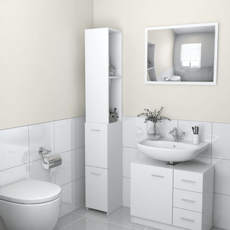 Koupelnová Skříňka 25X26,5X170 Cm Kompozitní Dřevo - Bílá