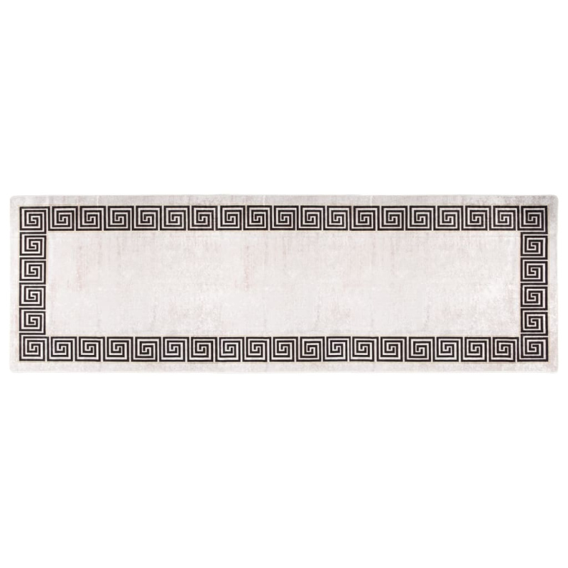 Koberec pratelný světle béžový protiskluzový béžovo-černá - 80 x 300 cm