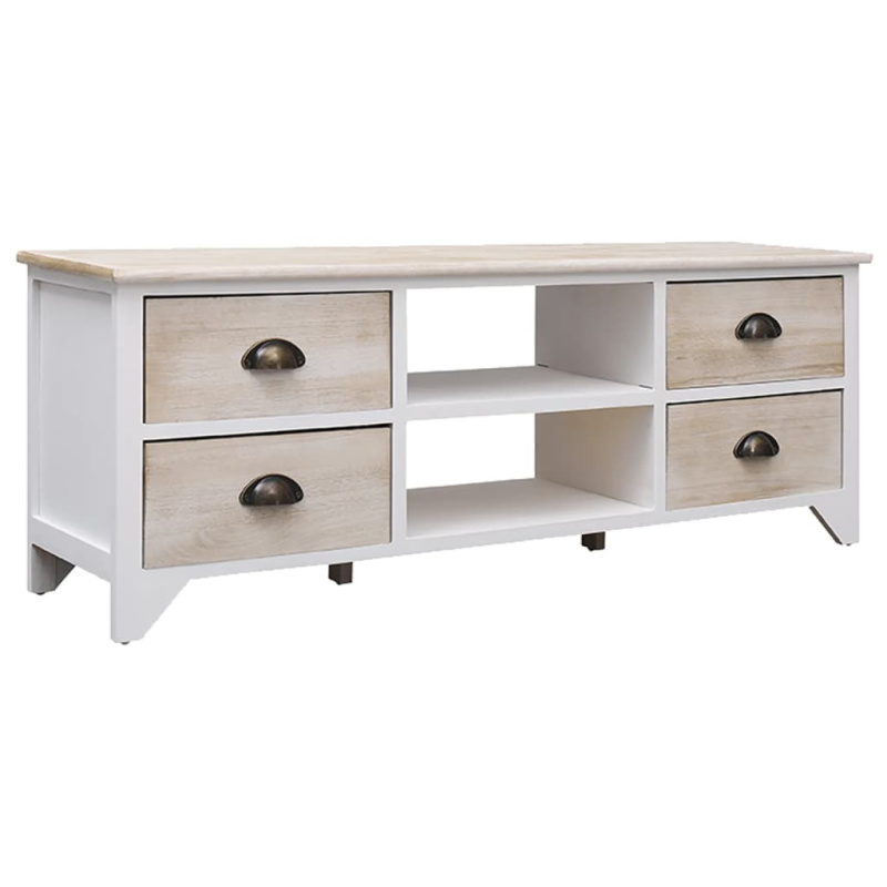Tv Stolek 108 X 30 X 40 Cm Masivní Dřevo Pavlovnie - Světlé dřevo