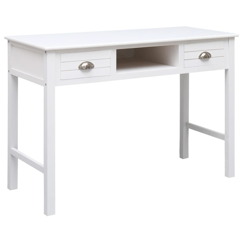Psací Stůl Bílý 108 X 45 X 76 Cm Masivní Pavlovnie