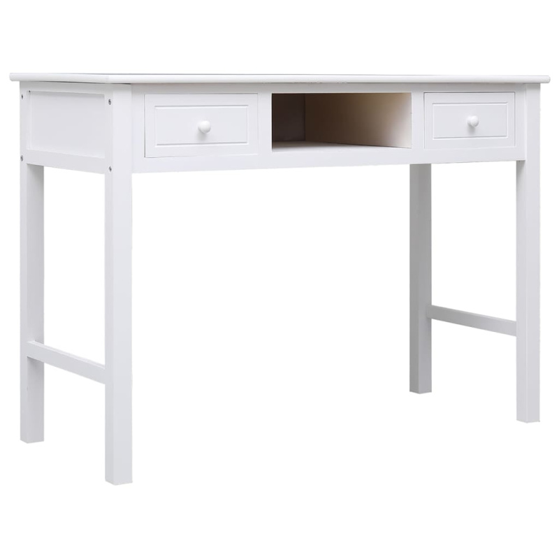 Psací Stůl Bílý 108 X 45 X 76 Cm Masivní Pavlovnie - Šedá