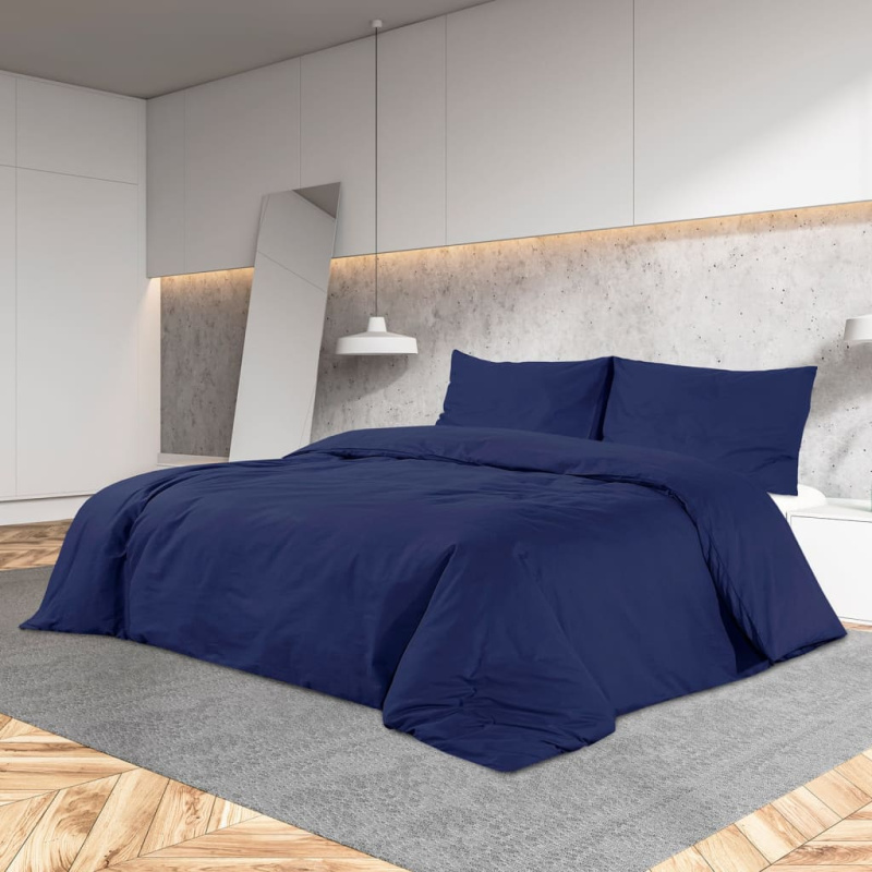 Sada Ložního Prádla Námořnická Modř 240X220Cm Lehké Mikrovlákno Modrá