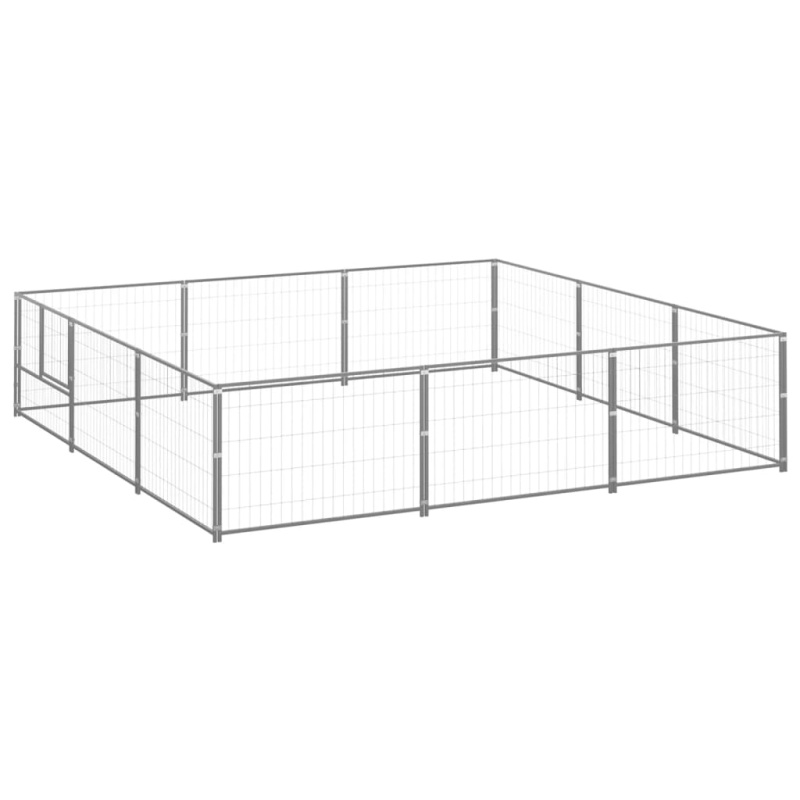 Psí Kotec Stříbrný 9 M² Ocel - Stříbrná / 900 x 300 x 70 cm
