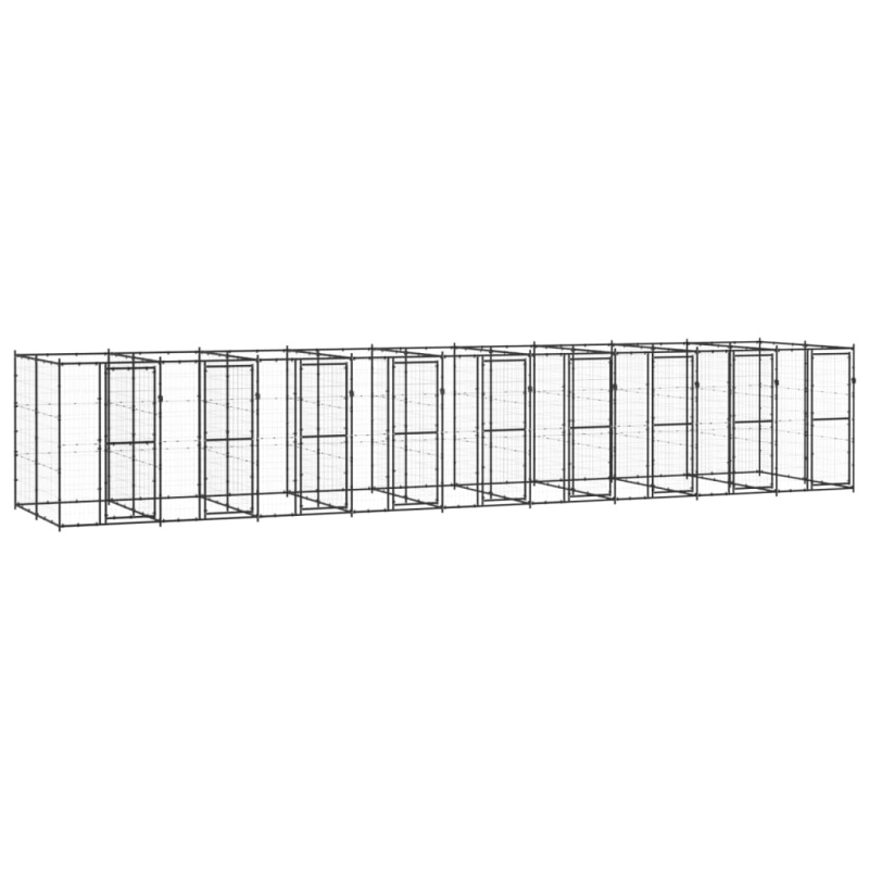 Venkovní Psí Kotec Ocel 21,78 M² Černá - Ne / 440 x 220 x 180 cm