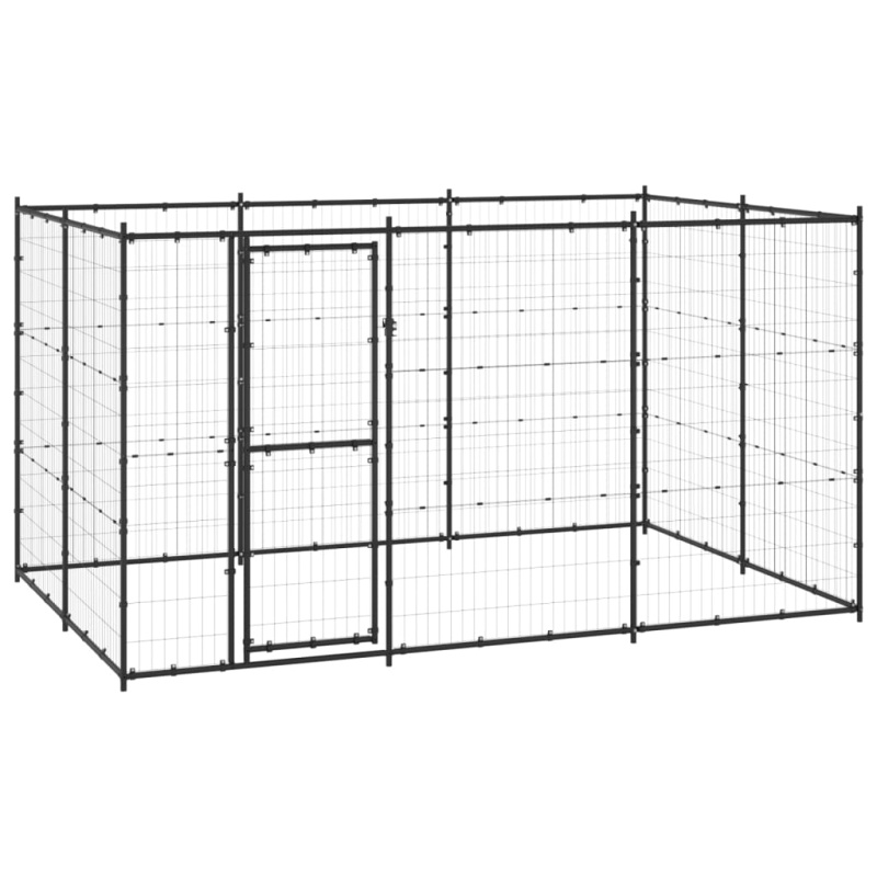 Venkovní Psí Kotec Ocel 7,26 M² Černá - Ne / 770 x 220 x 180 cm