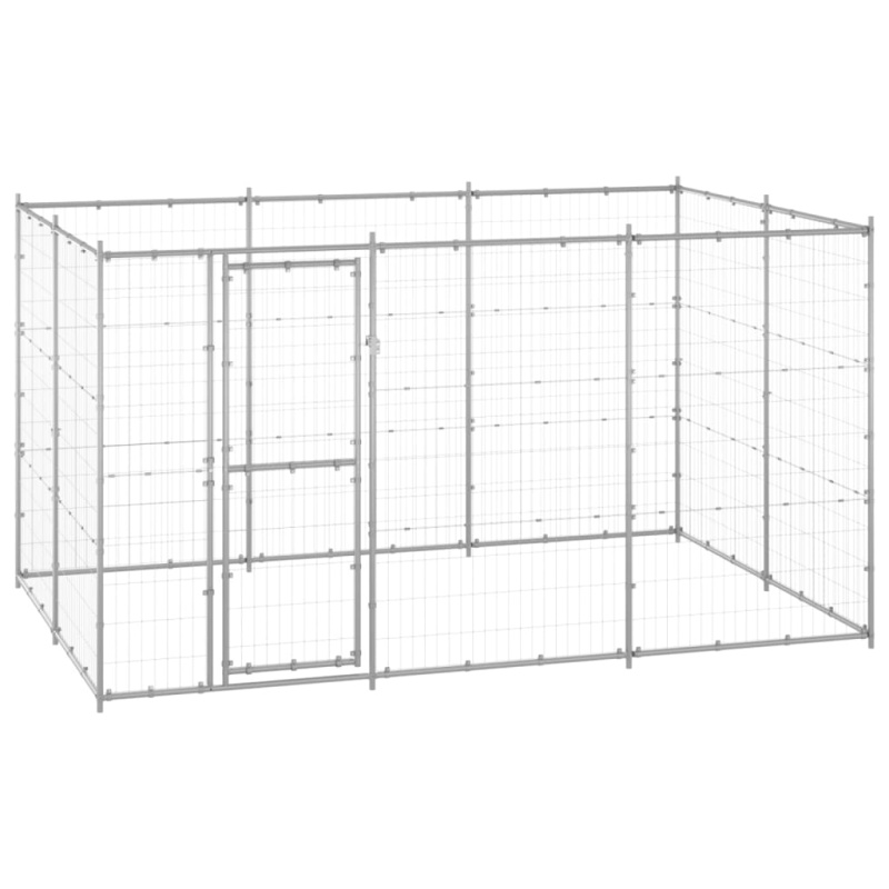 Venkovní Psí Kotec Pozinkovaná Ocel 7,26 M² Stříbrná - Ano / 990 x 220 x 180 cm