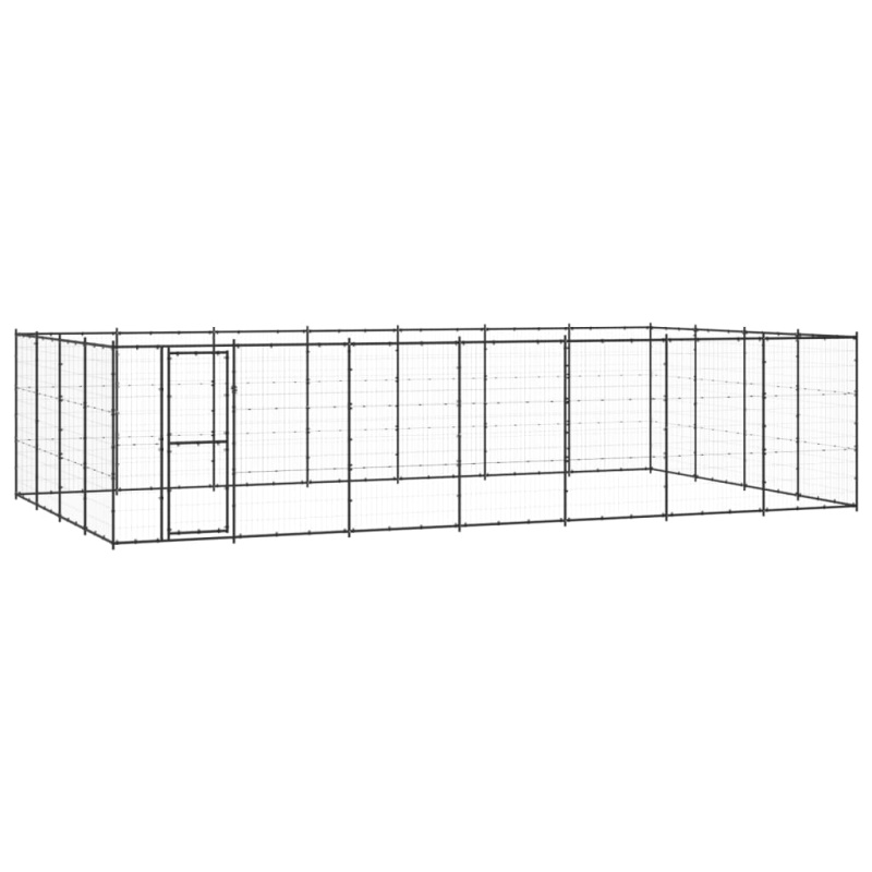 Venkovní Psí Kotec Ocel 33,88 M² - Černá / 990 x 440 x 180 cm