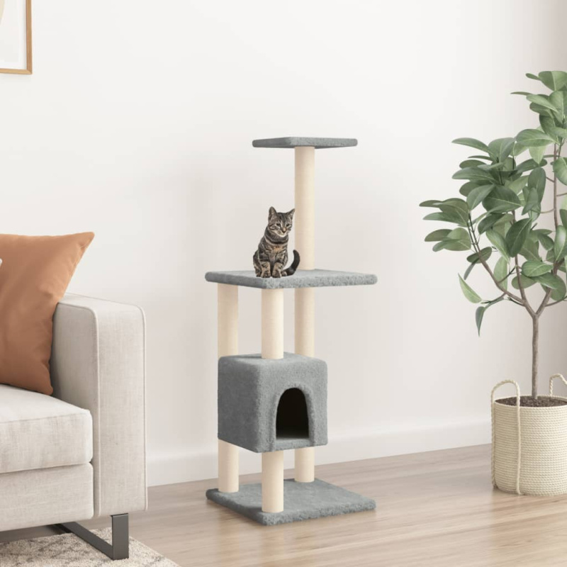 Škrabadlo Pro Kočky Se Sisalovými Sloupky Světle Šedé 104 Cm - Světle šedá