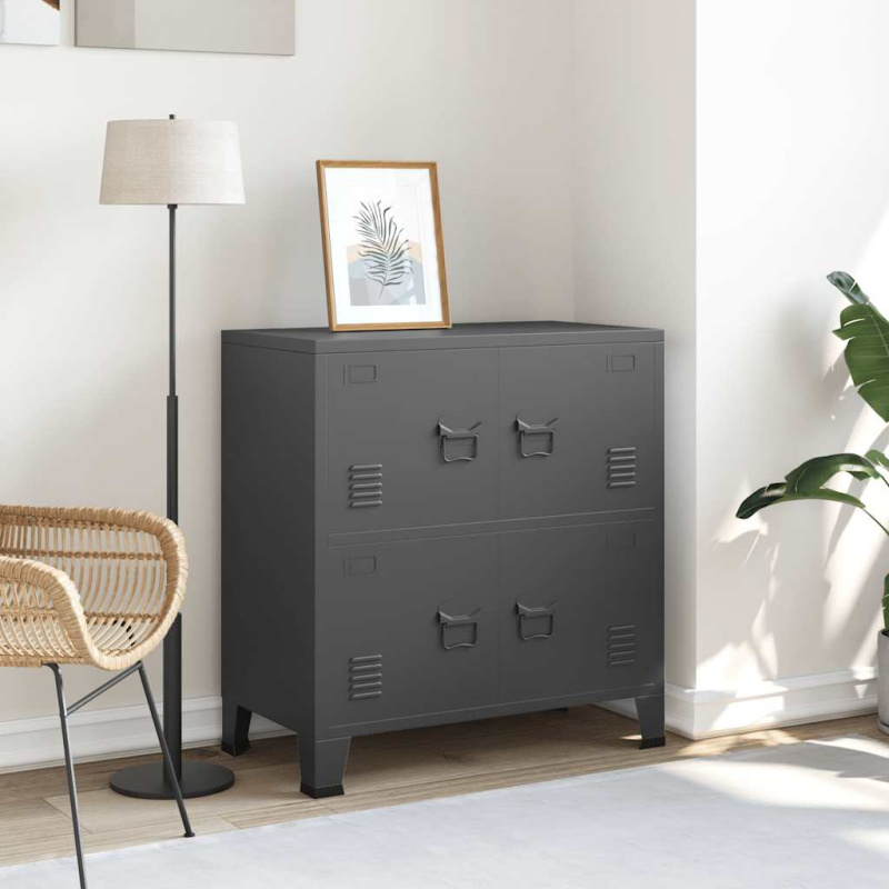 Industriální Úložná Skříň 75 X 40 X Ocel - Bílá / 80 cm