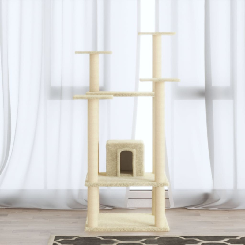 Škrabadlo Pro Kočky Se Sisalovými Sloupky Krémové 110 Cm - Tmavě šedá