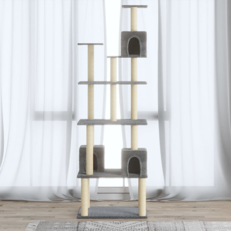 Škrabadlo Pro Kočky Se Sisalovými Sloupky Světle Šedé 188 Cm - Tmavě šedá