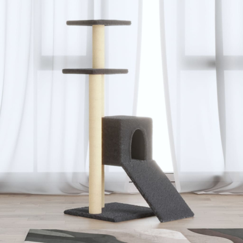 Škrabadlo Pro Kočky Se Sisalovými Sloupky Tmavě Šedé 92 Cm - Tmavě šedá