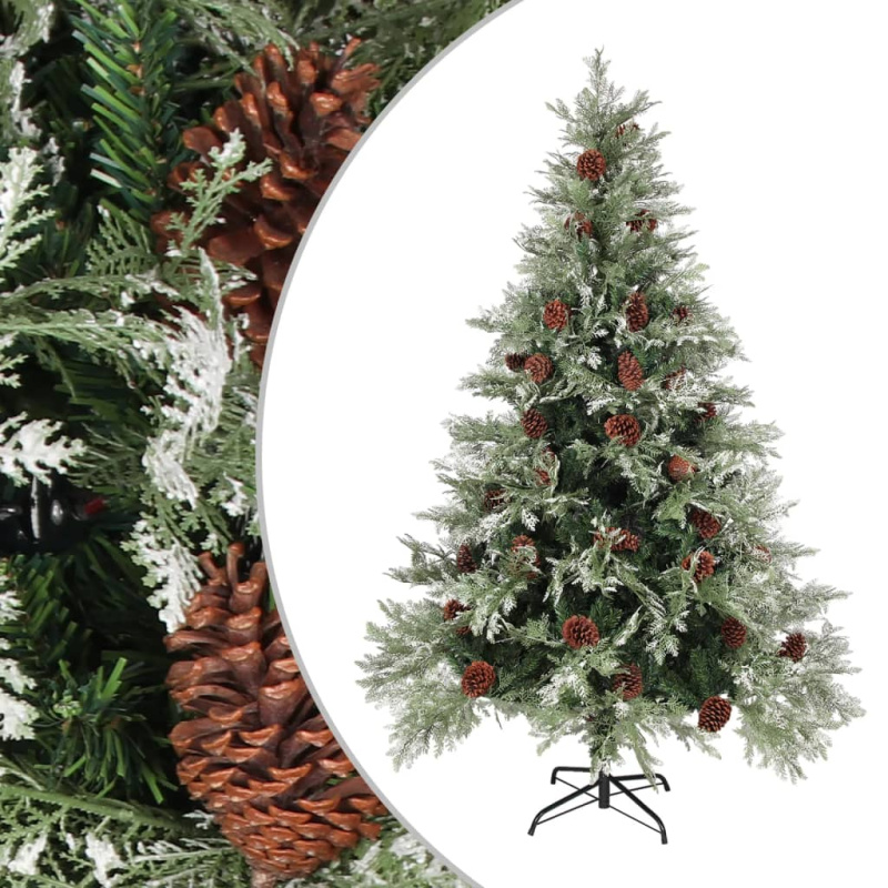 Vánoční Stromek Se Šiškami Zelenobílý 150 Cm Pvc A Pe - 150 x 90 cm