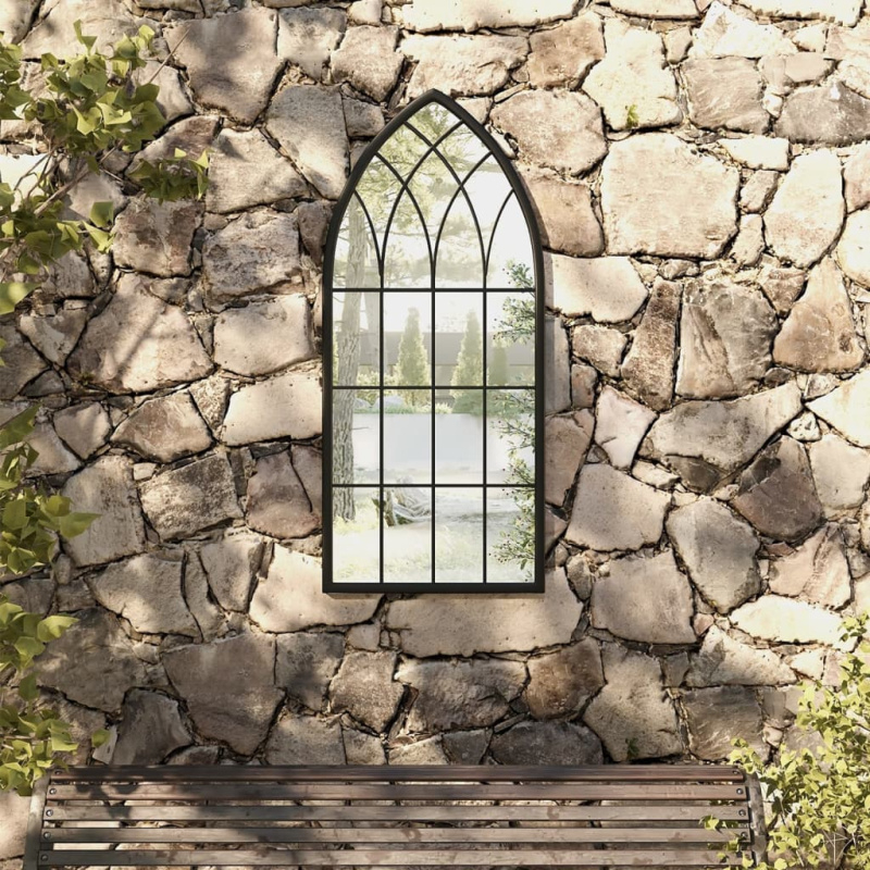 Zahradní Zrcadlo Černé Železo Pro Použití Venku - Písková / 70 x 30 cm