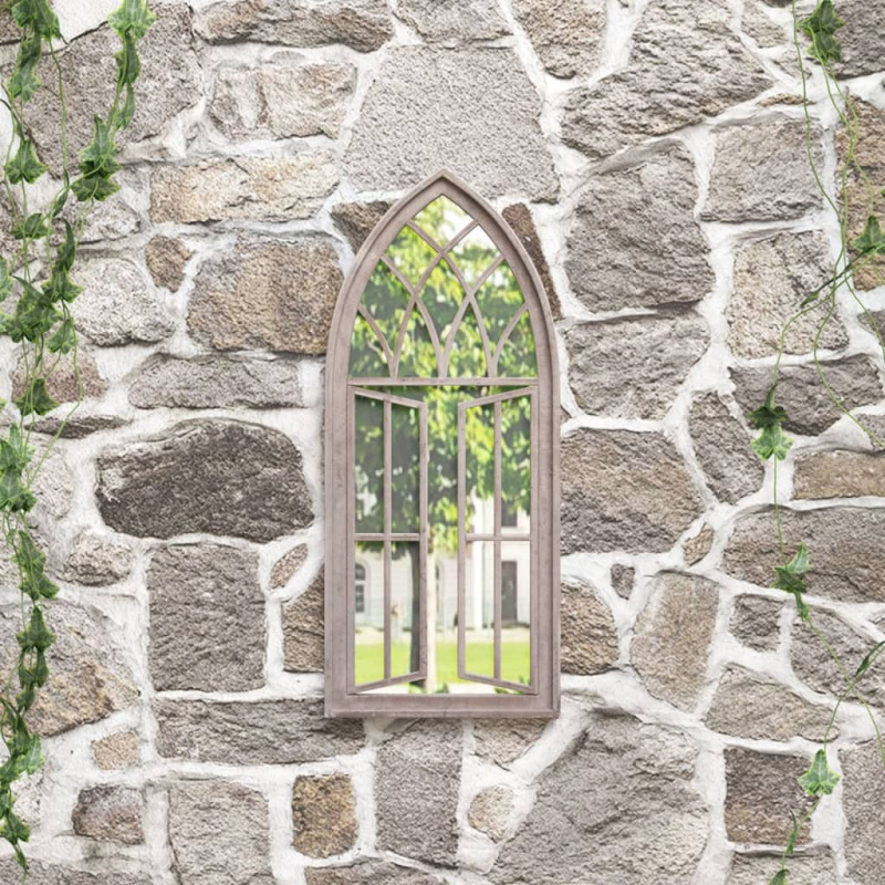Zahradní Zrcadlo Pískové Železo Pro Použití Venku - Písková / 100 x 45 cm