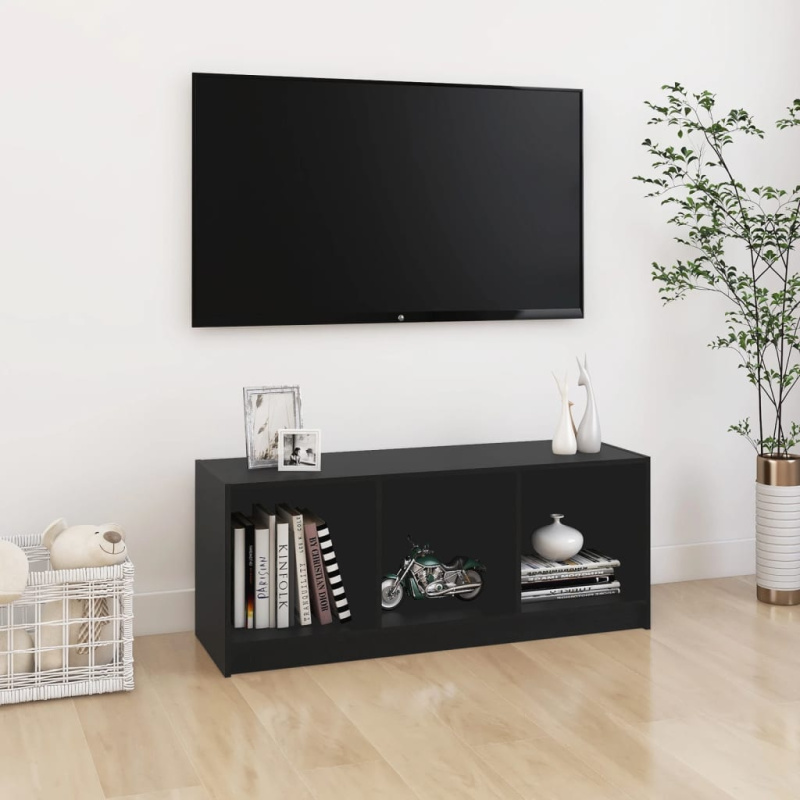 Tv Stolek Černý 104 X 33 X 41 Cm Masivní Borové Dřevo - Černá