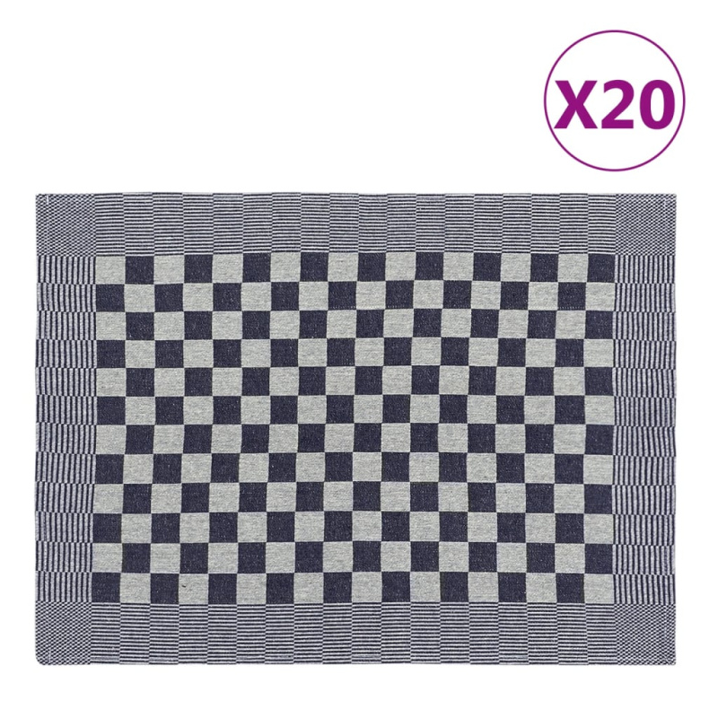 Kuchyňské Utěrky 20 Ks Modré A Bílé 50 X 70 Cm Bavlna - Modro-bílá / 10