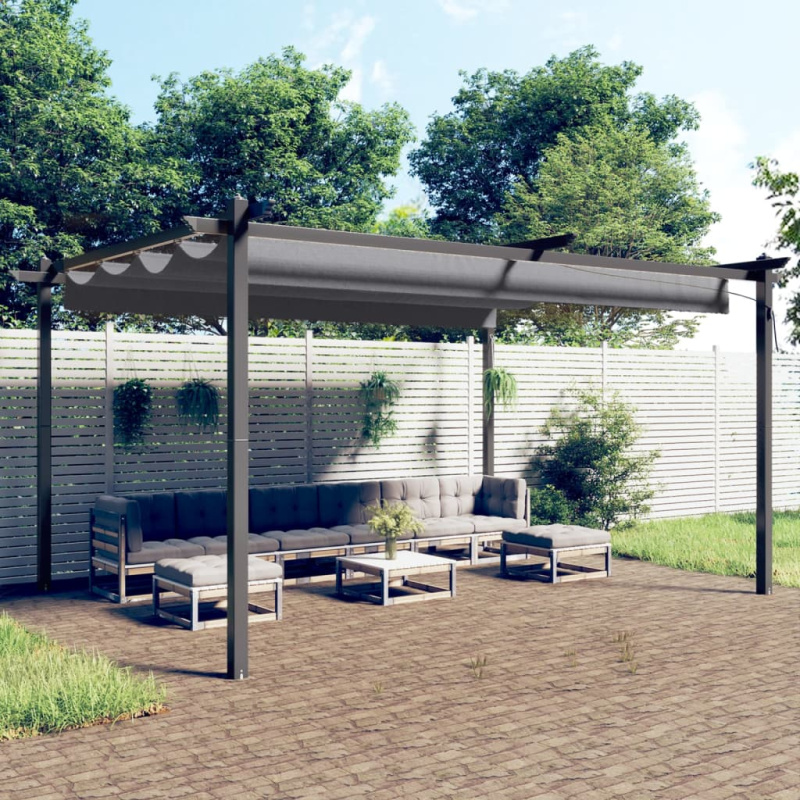 Zahradní Altán Se Zatahovací Střechou 4 X 3 M Antracitový - Taupe / 4 x 3 x 2.2 m
