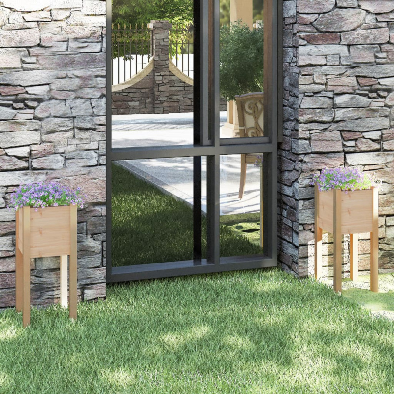 Zahradní Truhlíky 2 Ks 31 X 31 X 70 Cm Masivní Borovice