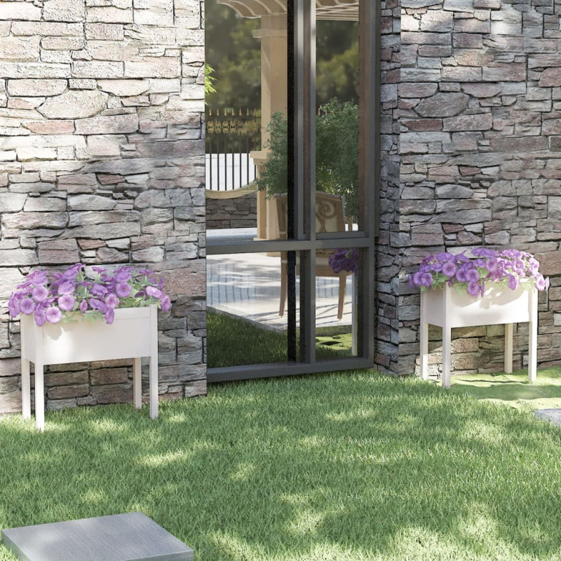 Zahradní Truhlíky 2 Ks Bílé 70 X 31 X 70 Cm Masivní Borovice - medová hnědá / 1