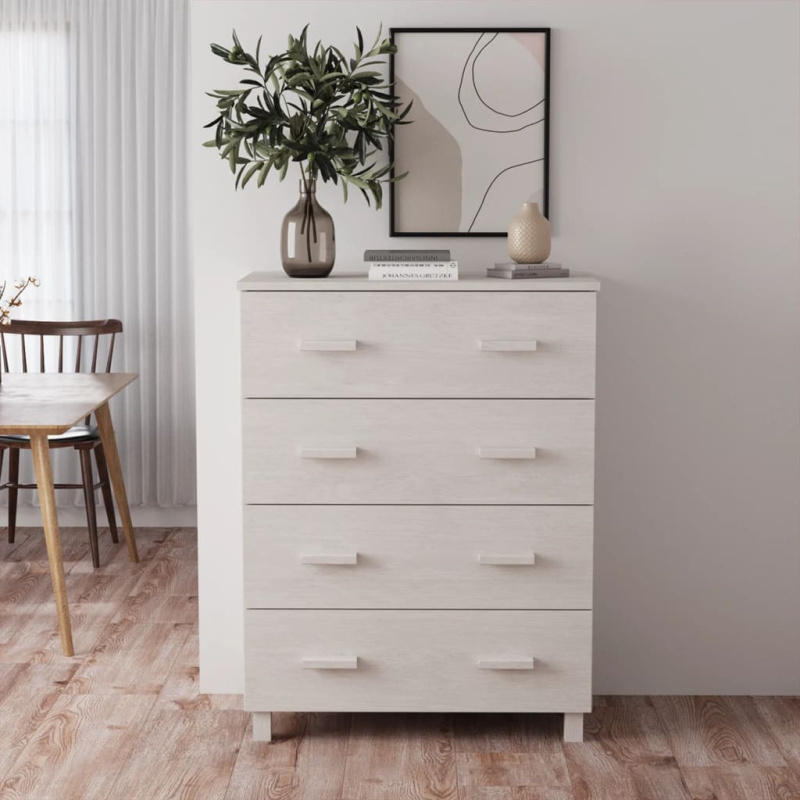 Příborník Hamar Bílý 79 X 40 X 103,5 Cm Masivní Borovice - medová hnědá