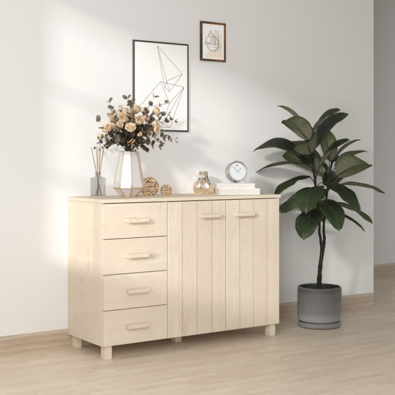 Příborník Hamar Medově Hnědý 113 X 40 X 80 Cm Masivní Borovice - Tmavě šedá