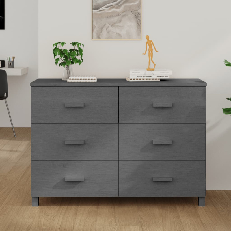 Příborník Hamar Tmavě Šedý 113 X 40 X 80 Cm Masivní Borovice - Světle šedá