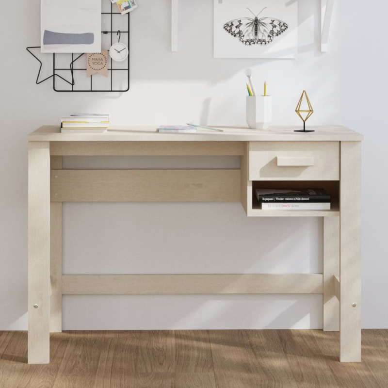 Psací Stůl Hamar Medově Hnědý 110 X 40 X 75 Cm Masivní Borovice - Tmavě šedá