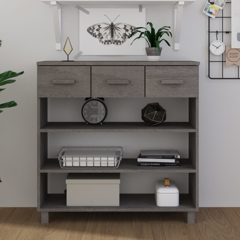 Konzolový Stolek Hamar Světle Šedý 90X35X90 Cm Masivní Borovice - medová hnědá