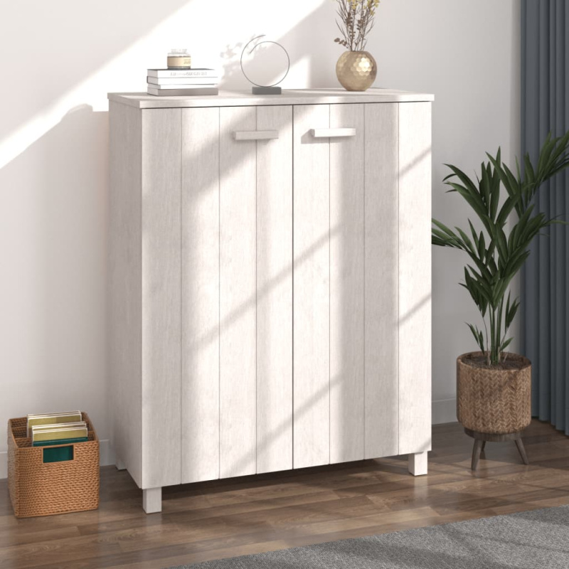 Botník Hamar Bílý 85 X 40 X 108 Cm Masivní Borovice - medová hnědá
