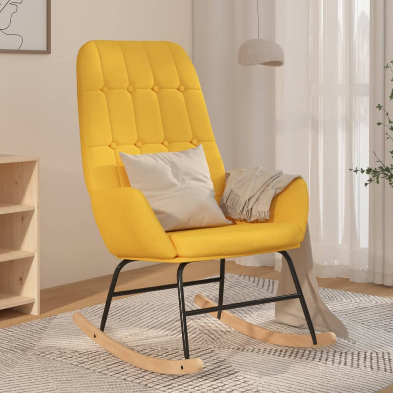 Houpací Křeslo Hořčicově Žluté Textil - Tmavě šedá / bez opěrky na nohy