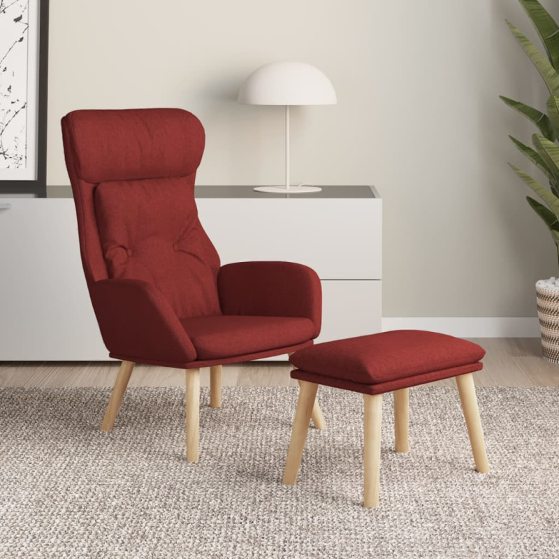 Relaxační Křeslo S Podnožkou Vínové Textil - Černá / bez opěrky na nohy
