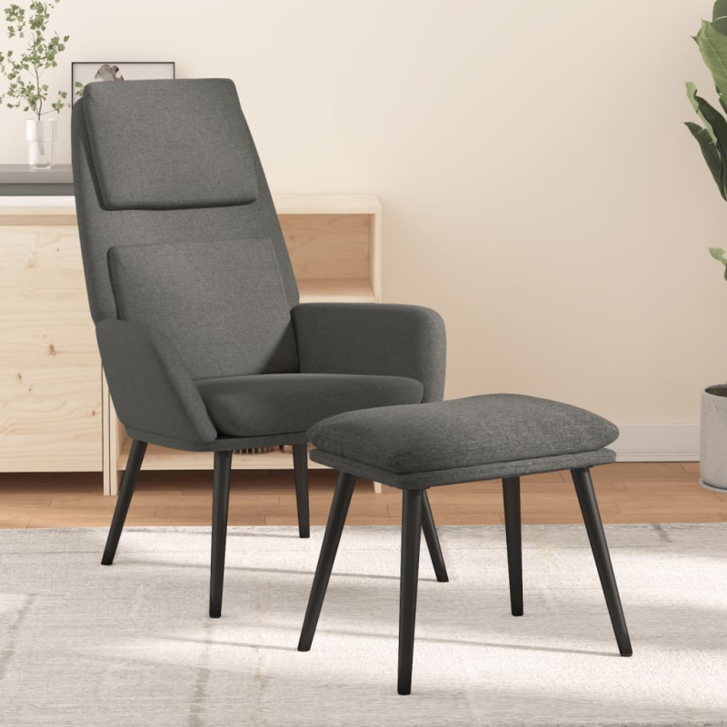 Relaxační Křeslo Se Stoličkou Světle Šedé Textil - Tmavě šedá / bez opěrky na nohy