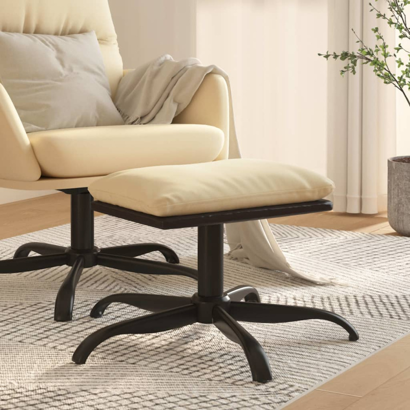Podnožka 60X60X36 Cm Textil A Umělá Kůže - Krémová a hnědá