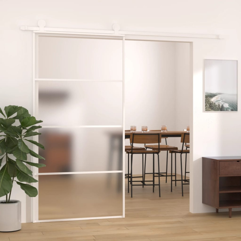 Posuvné Dveře Esg Sklo A Hliník 102,5 X 205 Cm Bílé Bílá - Mléčné / 76 x 205 cm