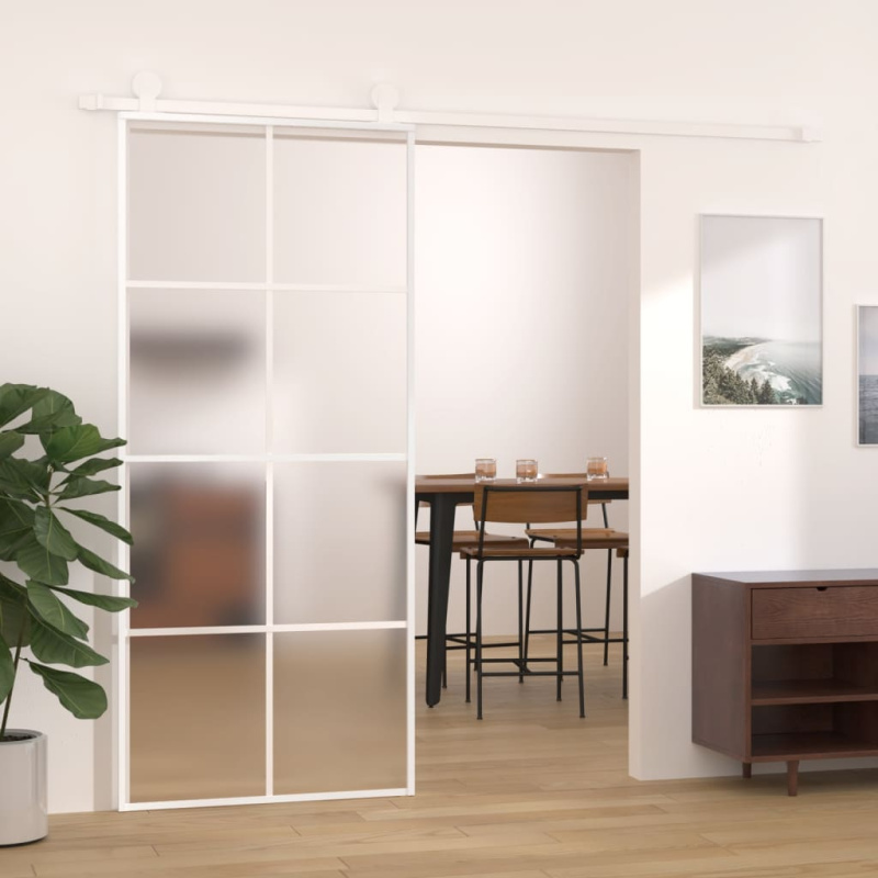 Posuvné Dveře Esg Sklo A Hliník Bílé Bílá - Transparentní / 102.5 x 205 cm