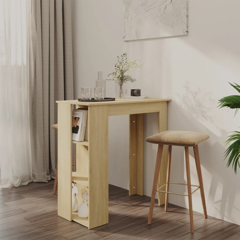 Barový Stůl S Regálem 102 X 50 X 103,5 Cm Kompozit - Bílá
