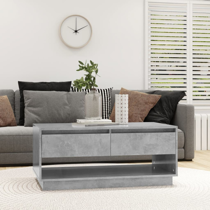 Konferenční Stolek Betonově Šedý 102,5X55X44Cm Kompozitní Dřevo - Hnědý dub