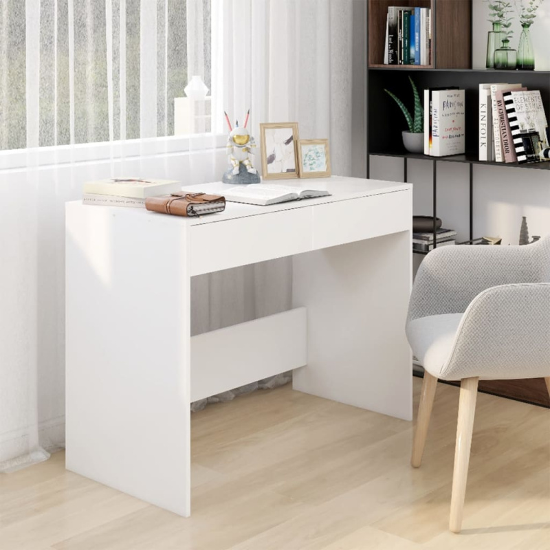 Psací Stůl Bílý 101 X 50 X 76,5 Cm Kompozitní Dřevo - Kouřový dub