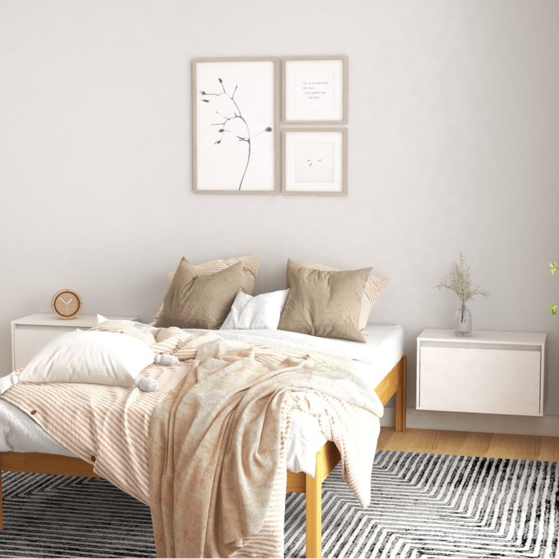 Nástěnné Skříňky 2 Ks Bílé 60 X 30 X 35 Cm Masivní Borové Dřevo