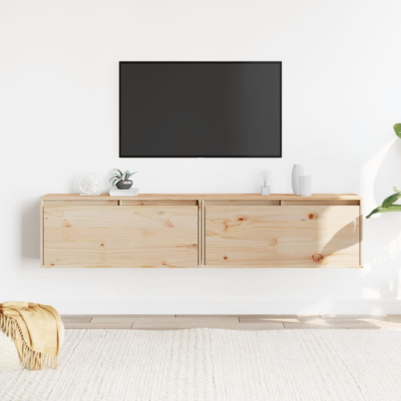 Nástěnné Skříňky 2 Ks 80 X 30 X 35 Cm Masivní Borové Dřevo